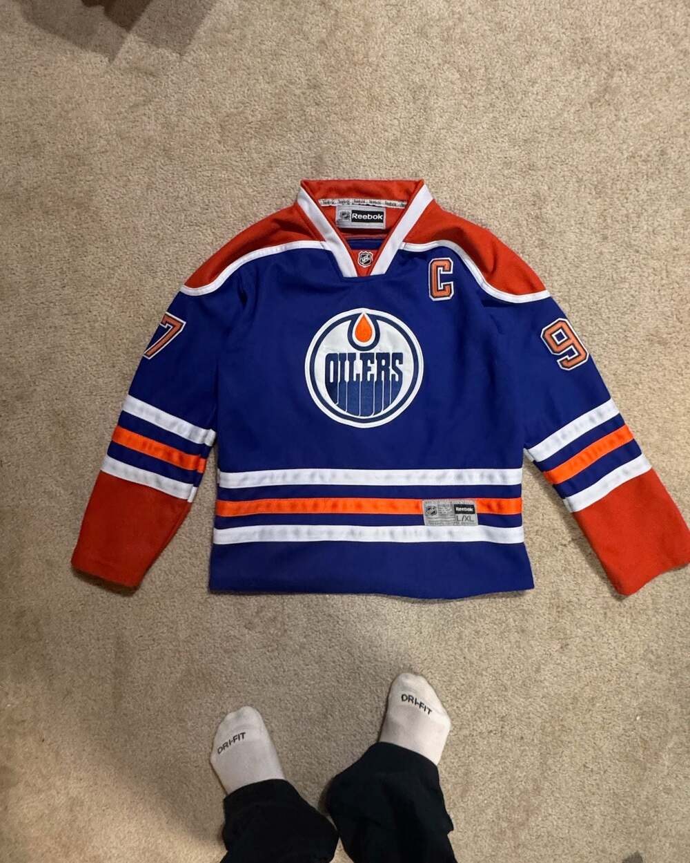 Connor McDavid Edmonton Oilers Reebok Premier Royal Blue Jersey Size L/XL